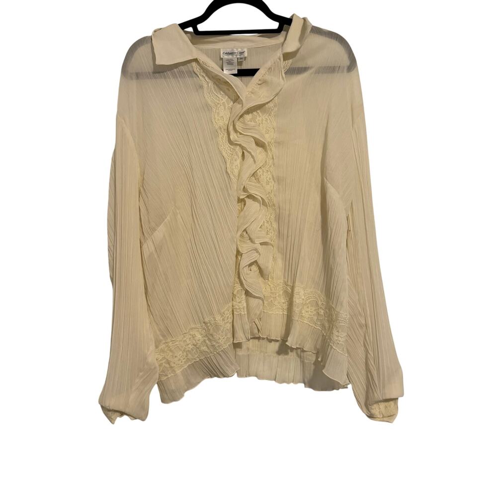 Vintage pirate cream ruffle pleated blouse
